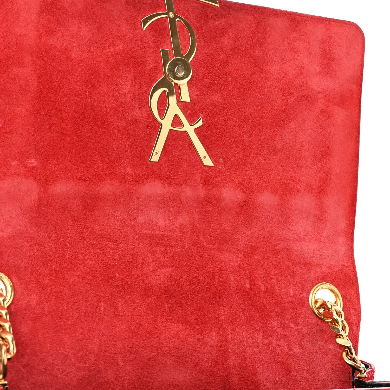 Saint Laurent Patent Matelasse Monogram Large Vicky Chain Bag Rouge Eros 14 of 14