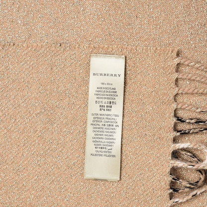 Burberry Metallic Polyester Cashmere Giant Check Reversible Fringe Scarf Camel 5 of 6