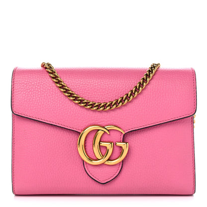 Gucci Cellarius Calfskin GG Marmont Chain Wallet Pink Tropical Flower 1 of 11