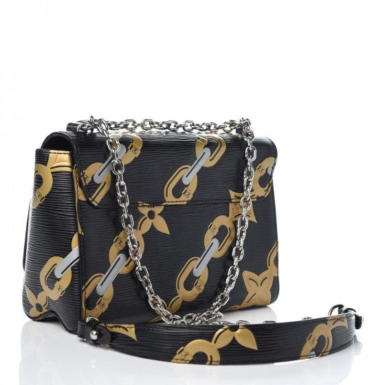 Epi Chain Flower Twist Shoulder Bag MM Black