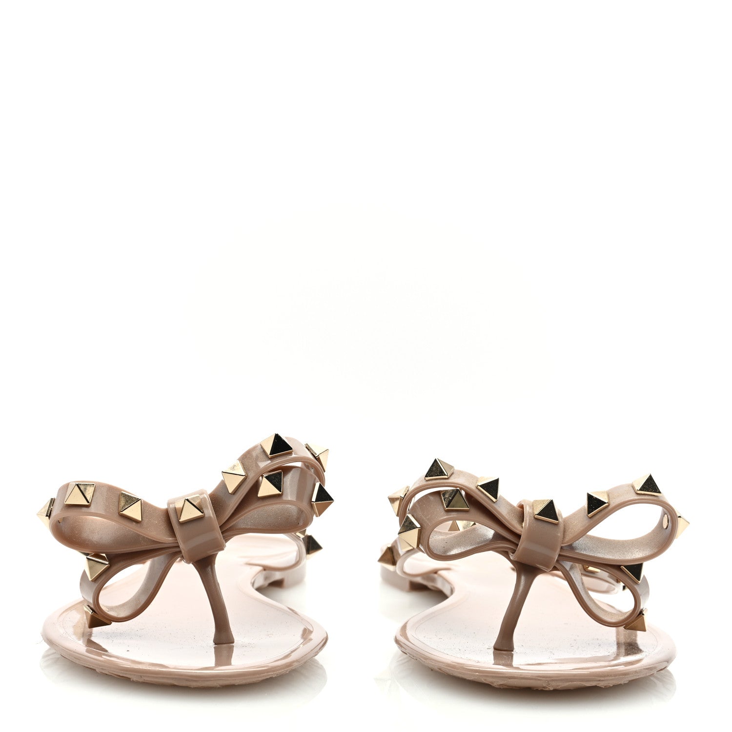 Valentino Garavani PVC Jelly Rockstud Bow Thong Sandals 36 Poudre 2 of 7