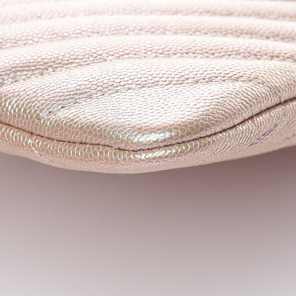 Chanel Iridescent Caviar Chevron Quilted Medium Cosmetic Case Light Gold 5 of 10