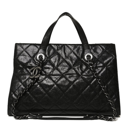 Chanel Crumpled Grained Calfskin Quilted CC Crave Tote Black 1 of 11