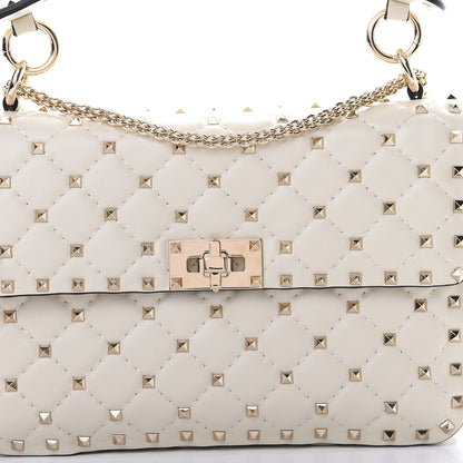 Valentino Garavani Nappa Medium Rockstud Spike Shoulder Bag White 6 of 8