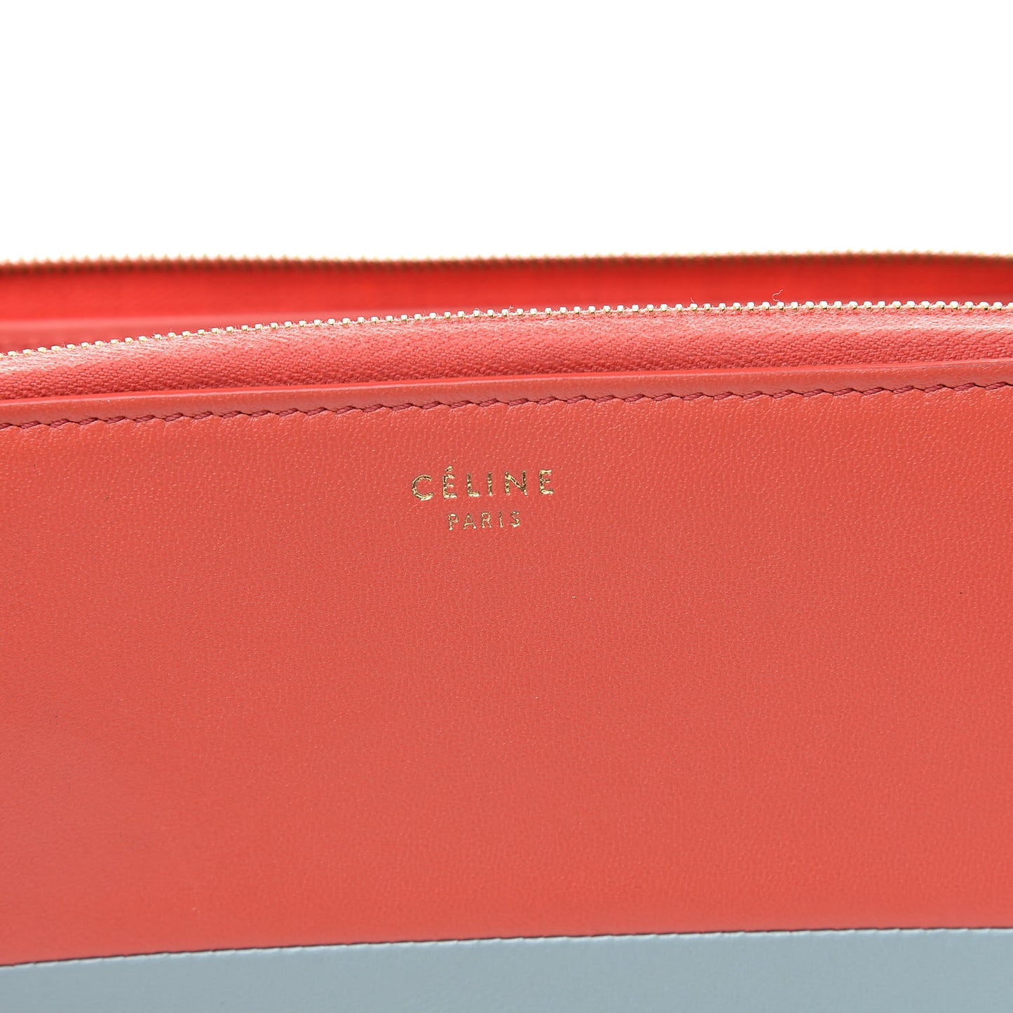 Lambskin Large Zip Around Multifunction Wallet Orange Grey