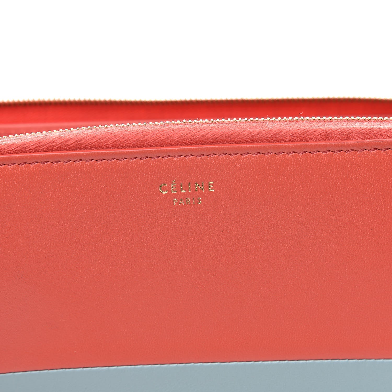 Celine Lambskin Large Zip Around Multifunction Wallet Orange Grey 6 of 10