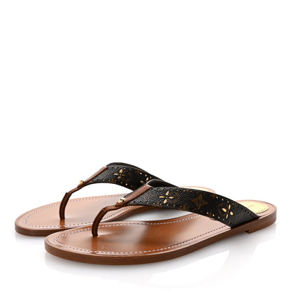 Louis Vuitton Monogram Sunny Flat Thong Sandals 38.5 Brown 4 of 9