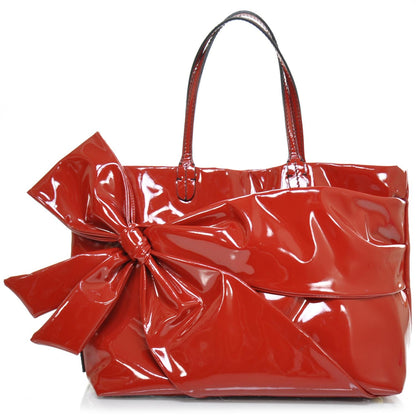 Valentino Garavani Patent Lacca Bow Tote Red 1 of 8