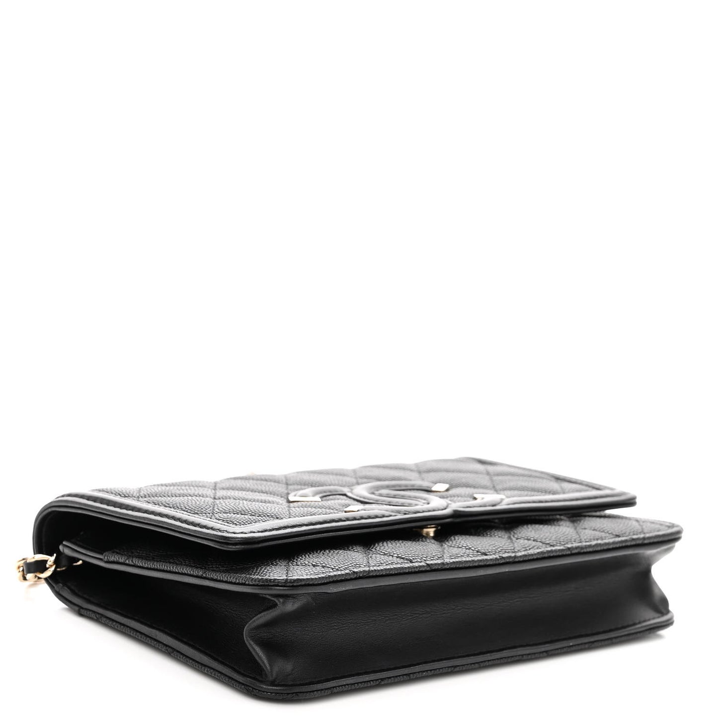 Caviar Quilted CC Filigree Wallet On Chain WOC Black