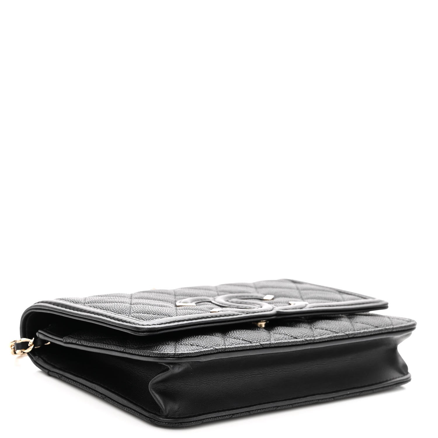 Chanel Caviar Quilted CC Filigree Wallet On Chain WOC Black 4 of 10