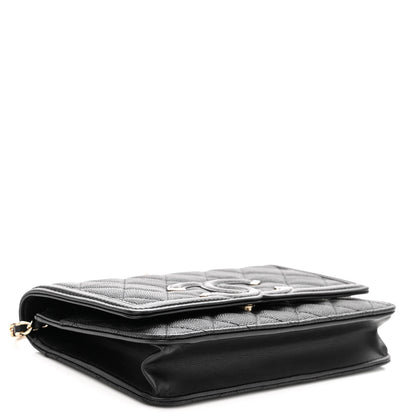 Chanel Caviar Quilted CC Filigree Wallet On Chain WOC Black 4 of 10