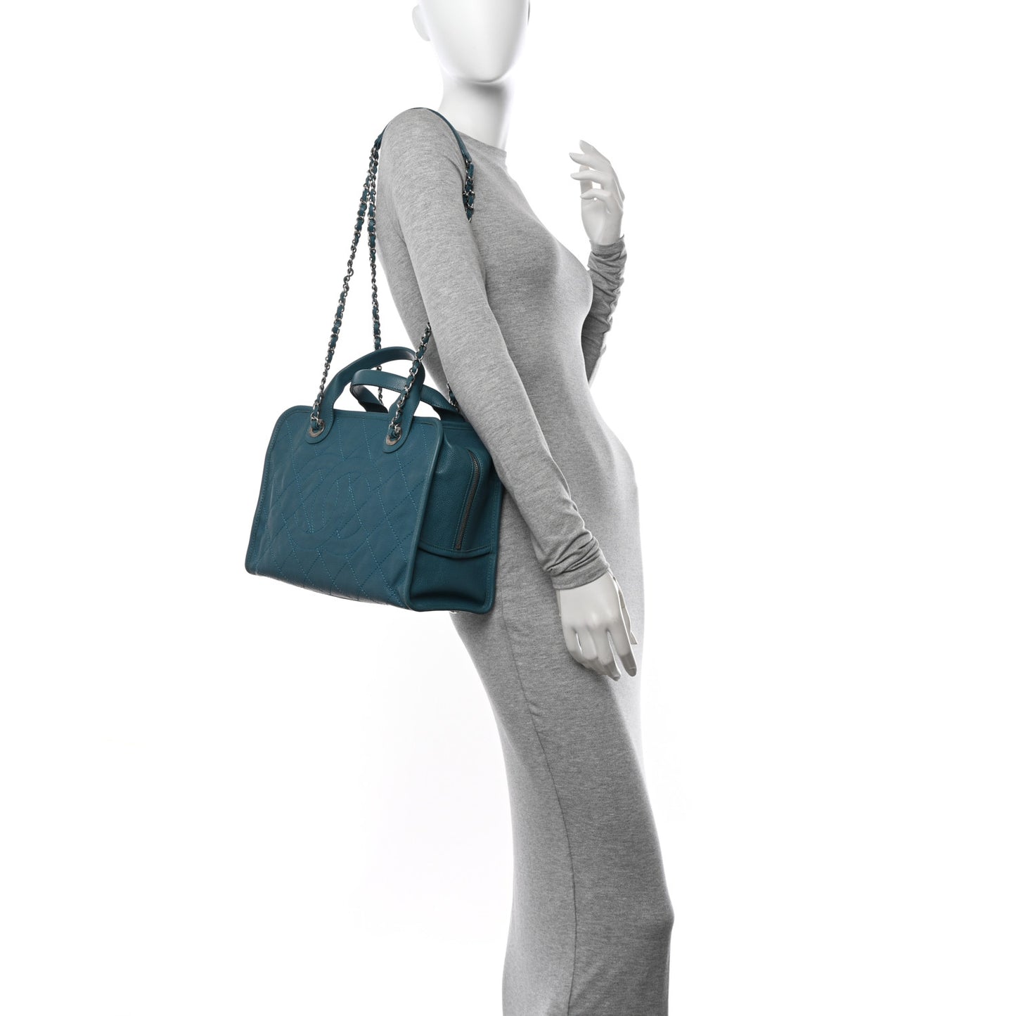 Caviar Quilted Deauville Bowling Bag Blue