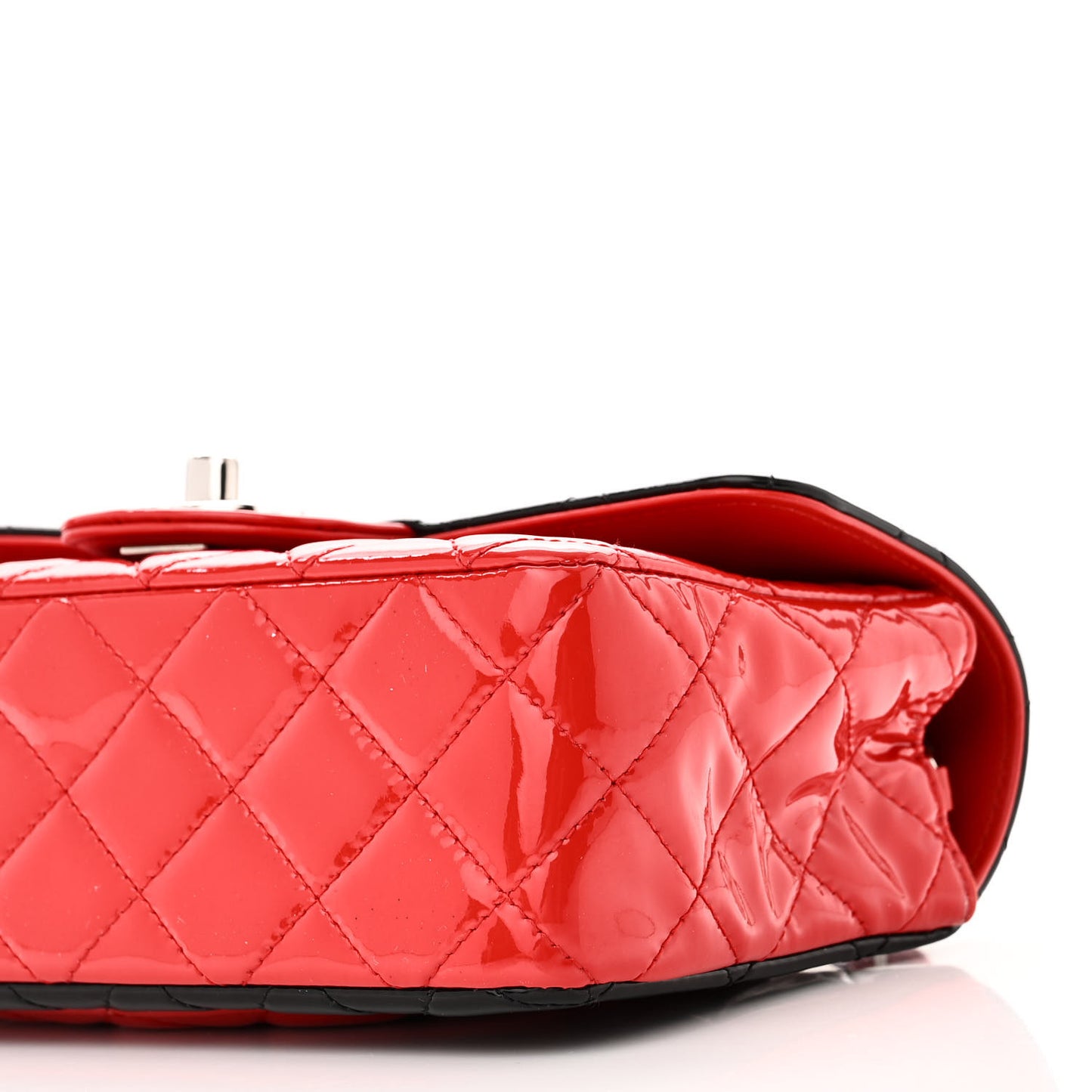 Patent Calfskin Quilted Bi-Color Mini Rectangular Flap Red Black