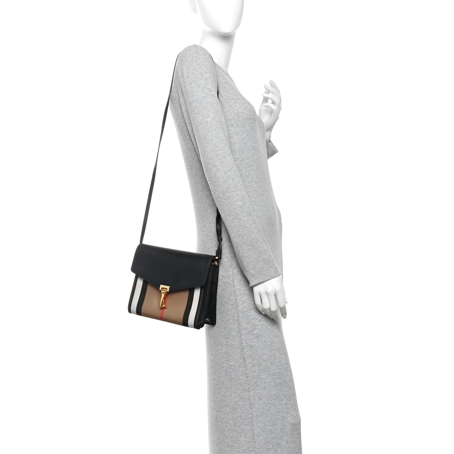 Burberry Derby Calfskin House Check Small Macken Crossbody Bag Black 2 of 13