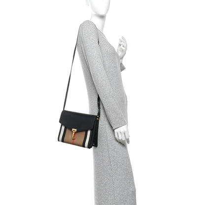 Burberry Derby Calfskin House Check Small Macken Crossbody Bag Black 2 of 13