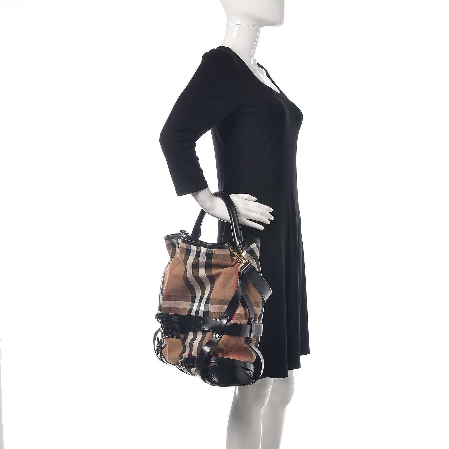 Burberry House Check Bridle Calfskin Medium Gosford Hobo Black 2 of 13