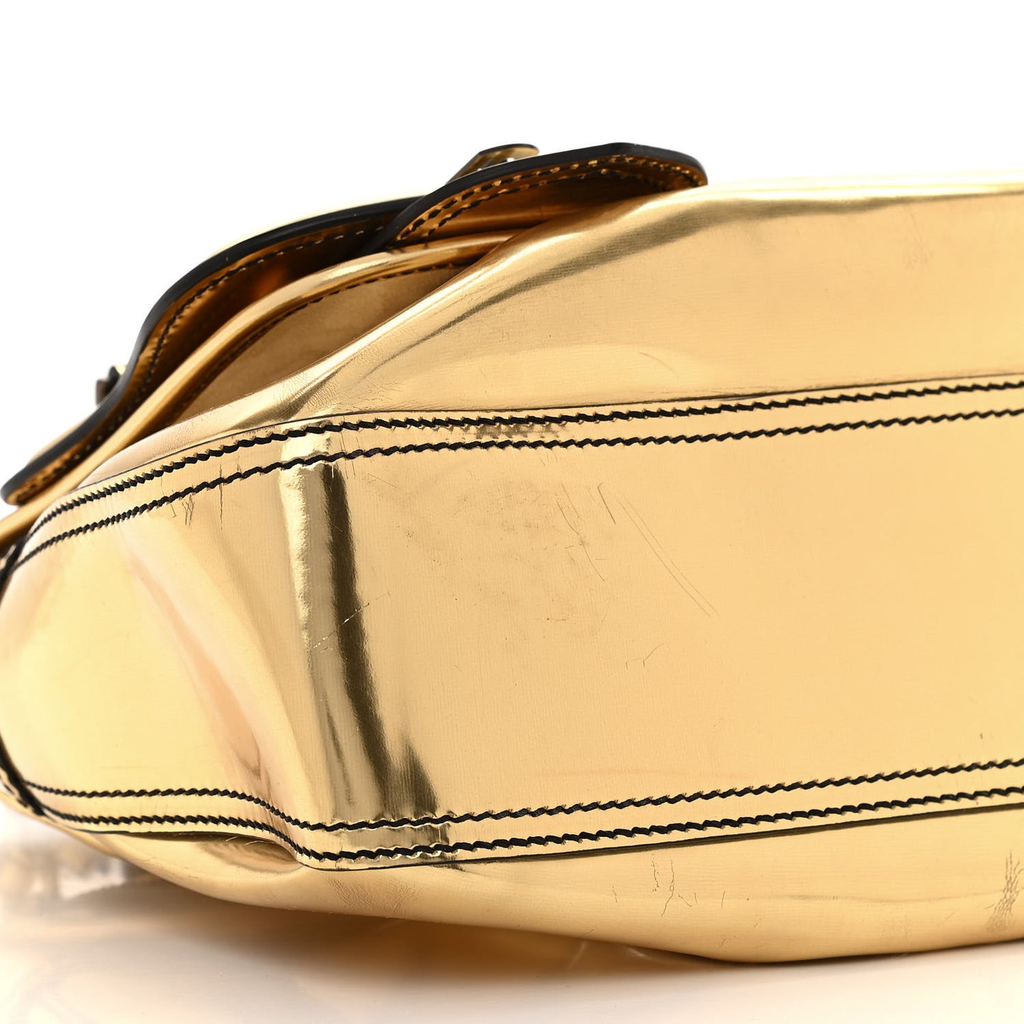 Patent Calfskin B Bag Gold