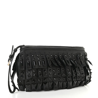 Prada Nappa Jeweled Fringe Wristlet Clutch Black 3 of 13