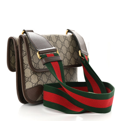 Gucci GG Supreme Monogram Web Small Neo Vintage Double Flap Messenger Bag Beige New Acero 3 of 12