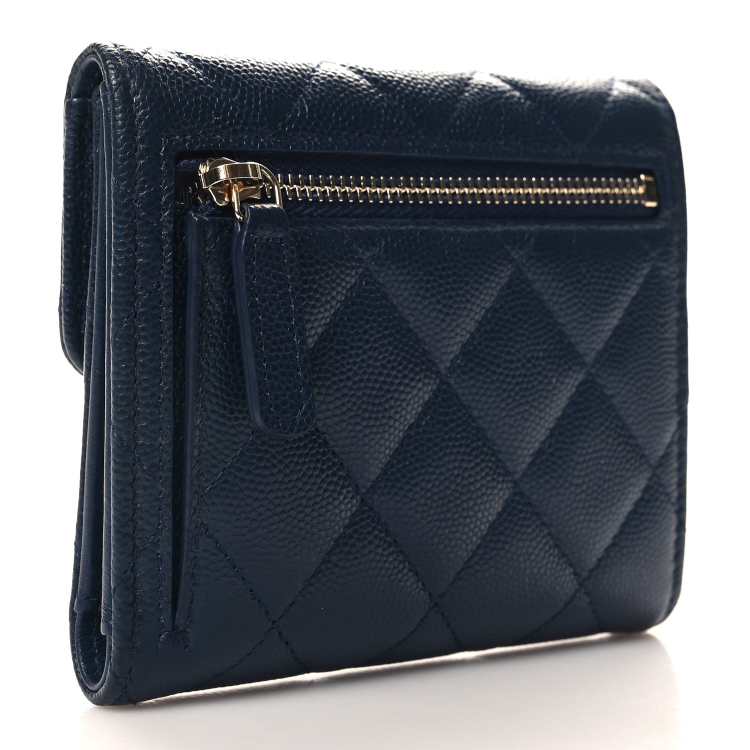 Chanel Caviar Quilted Compact Flap Wallet Navy 3 of 8