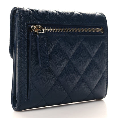 Chanel Caviar Quilted Compact Flap Wallet Navy 3 of 8