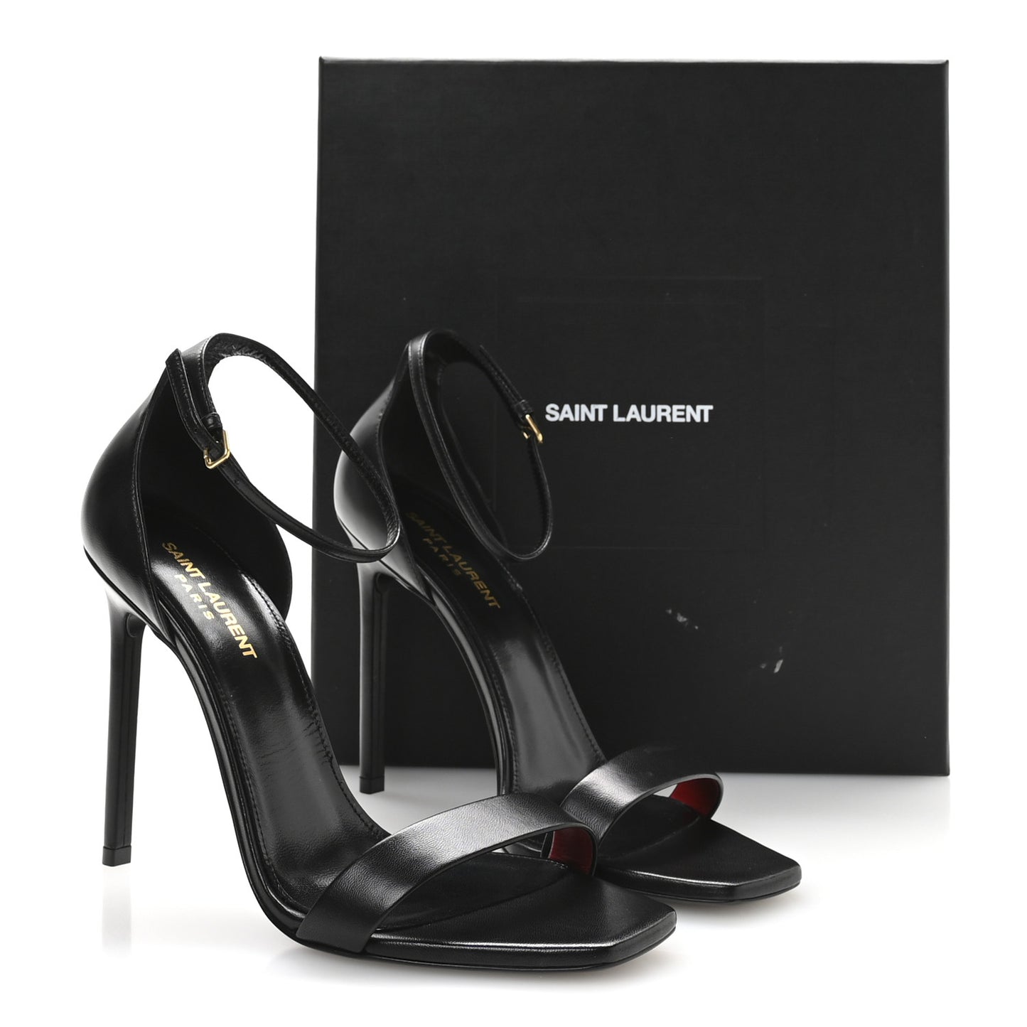 Calfskin Amber 105 Ankle Strap Sandals 40 Black