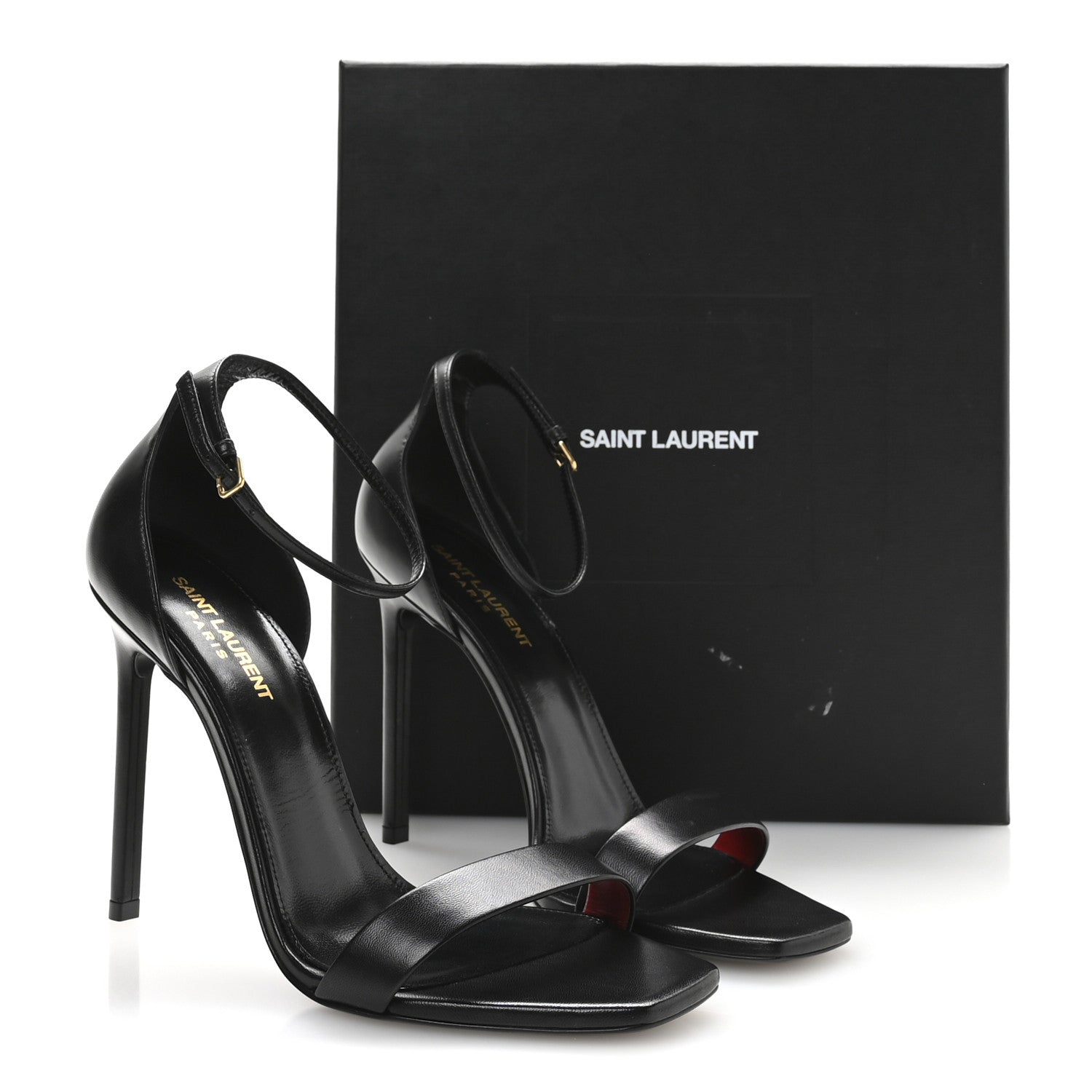 Saint Laurent Calfskin Amber 105 Ankle Strap Sandals 40 Black 9 of 9