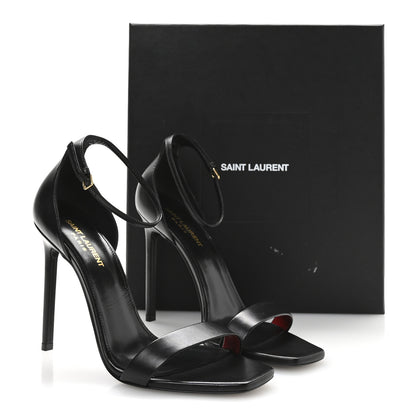 Saint Laurent Calfskin Amber 105 Ankle Strap Sandals 40 Black 9 of 9