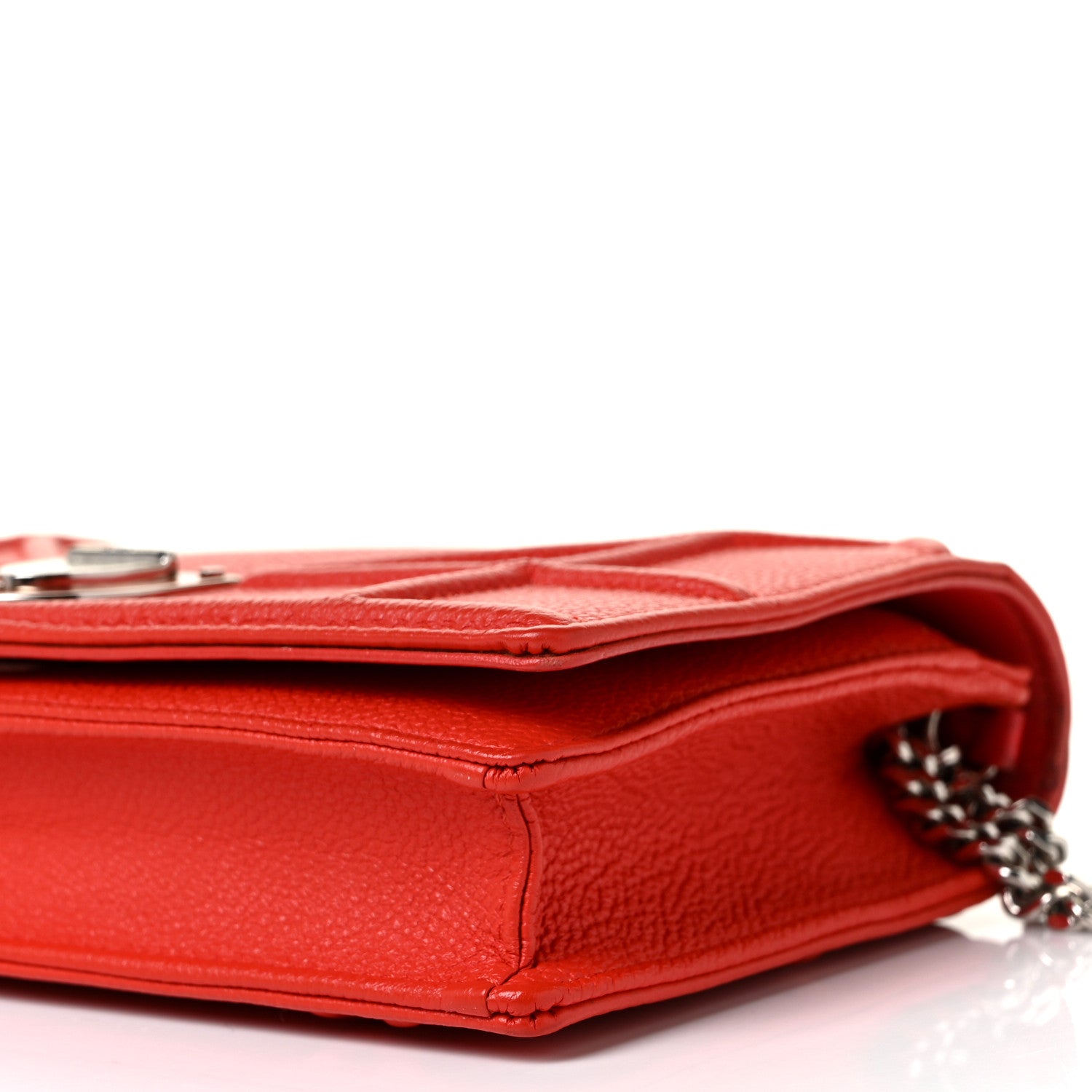 Christian Dior Grained Calfskin Diorama Wallet on Chain Pouch Rouge Vif 7 of 8