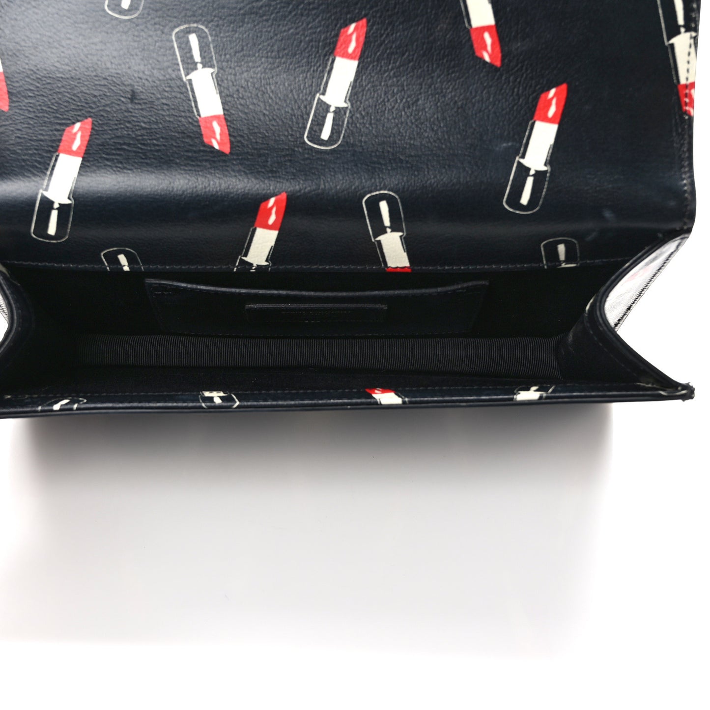 Calfskin Lipstick Print Classic Monogram Kate Clutch Black