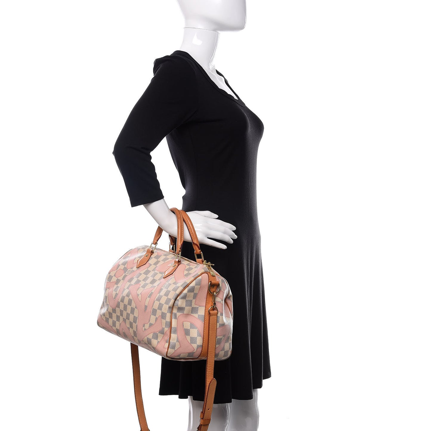 Damier Azur Tahitienne Speedy Bandouliere 30 Rose Ballerine