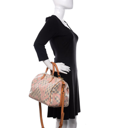 Louis Vuitton Damier Azur Tahitienne Speedy Bandouliere 30 Rose Ballerine 2 of 12