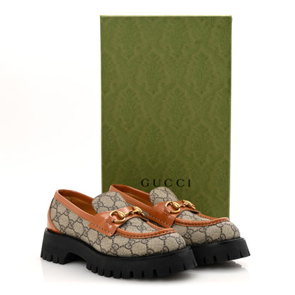 Gucci GG Supreme Monogram Cordovan Lux Womens Harald Horsebit 25mm Platform Loafers 36.5 Beige Ebony 11 of 11