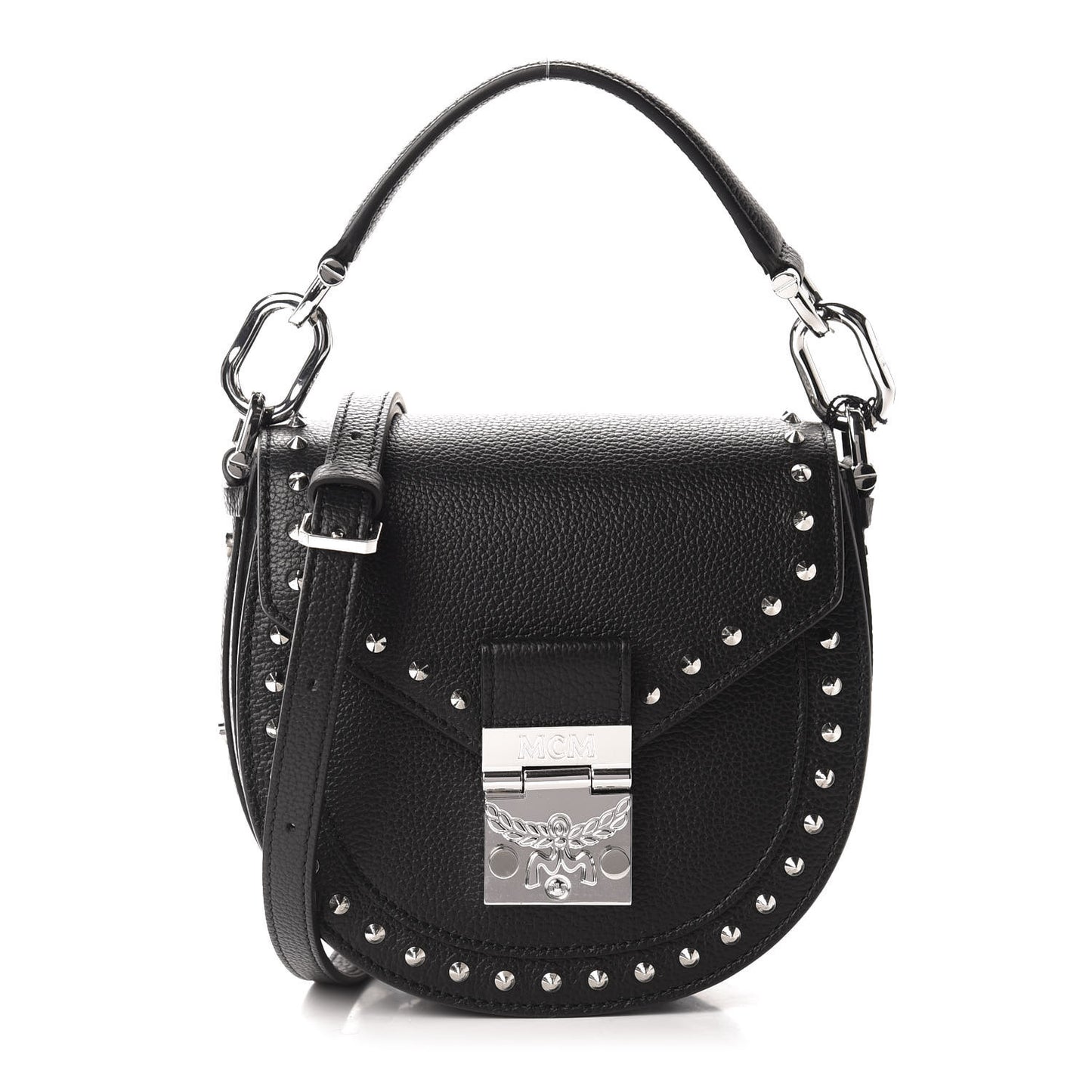 Calfskin Mini Patricia Studded Crossbody Bag Black