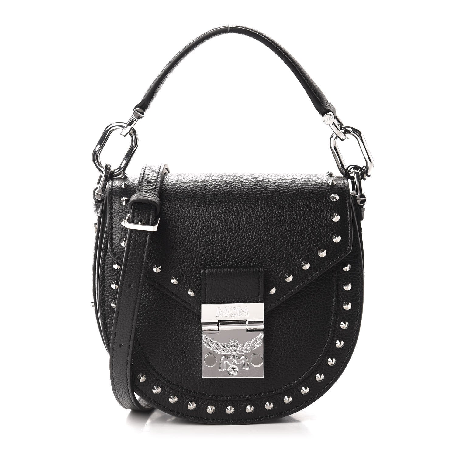 MCM Calfskin Mini Patricia Studded Crossbody Bag Black 1 of 10