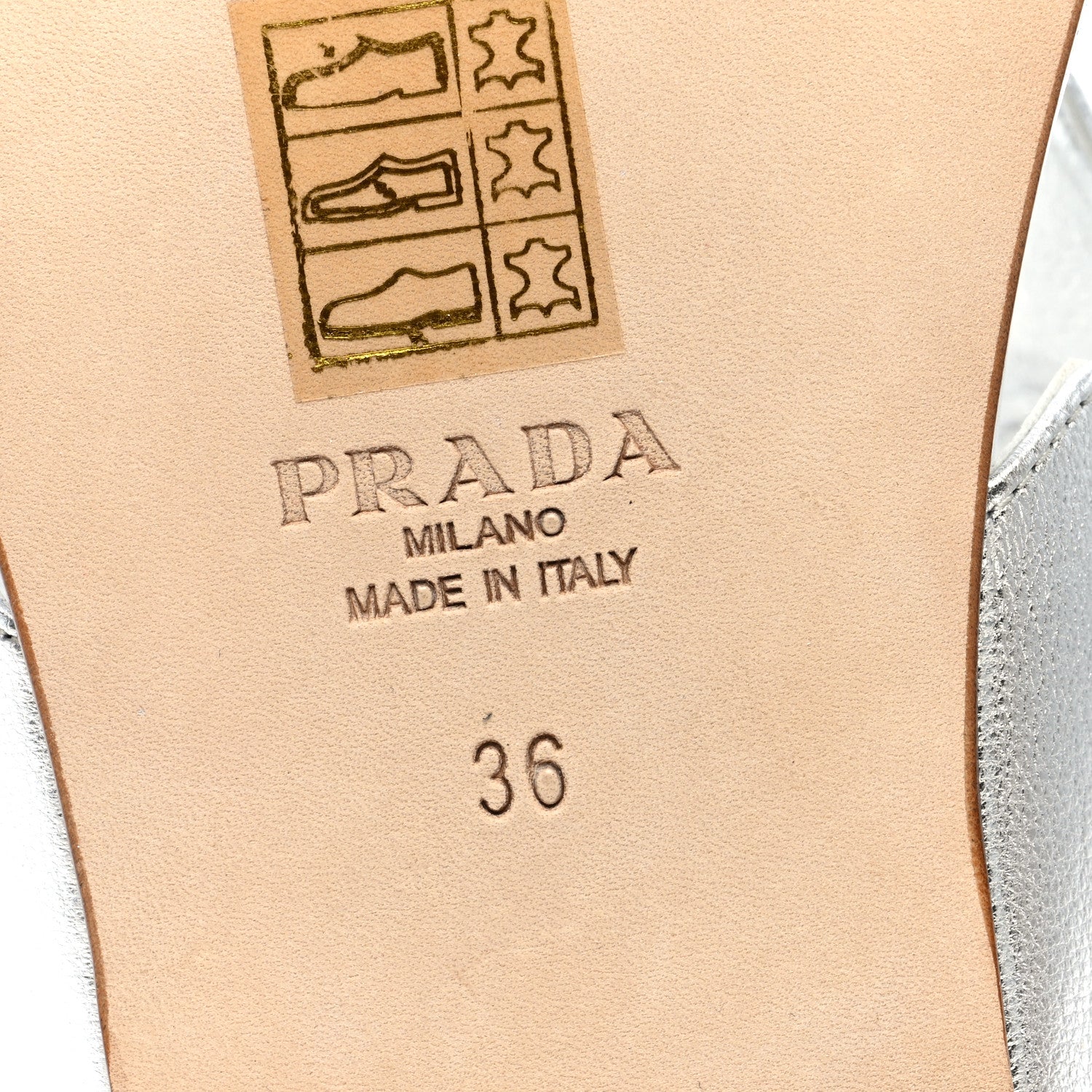 Prada Metallic Goatskin Scalloped Slide Sandals 36 Argento 6 of 8