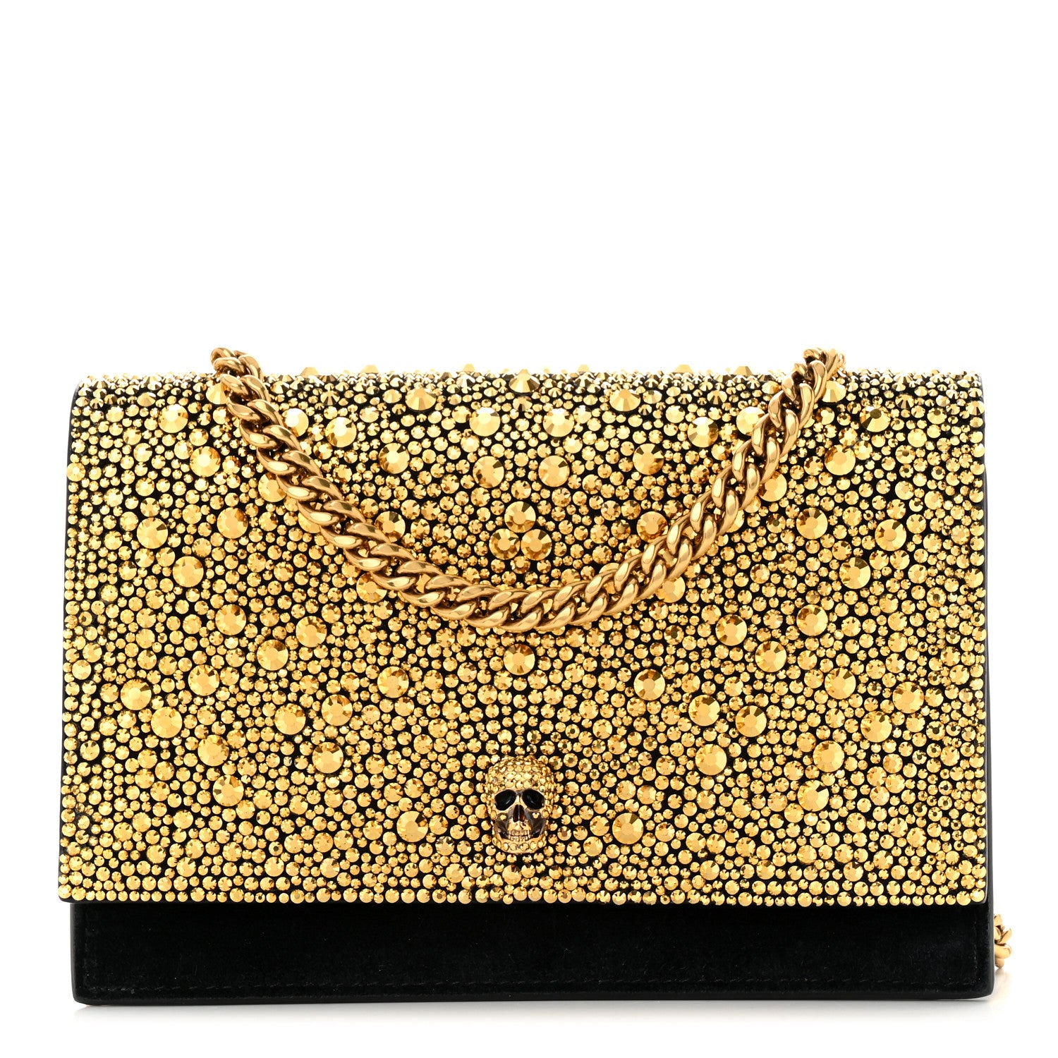 Alexander McQueen Suede Studded Mini Skull Chain Crossbody Bag Black 1 of 10