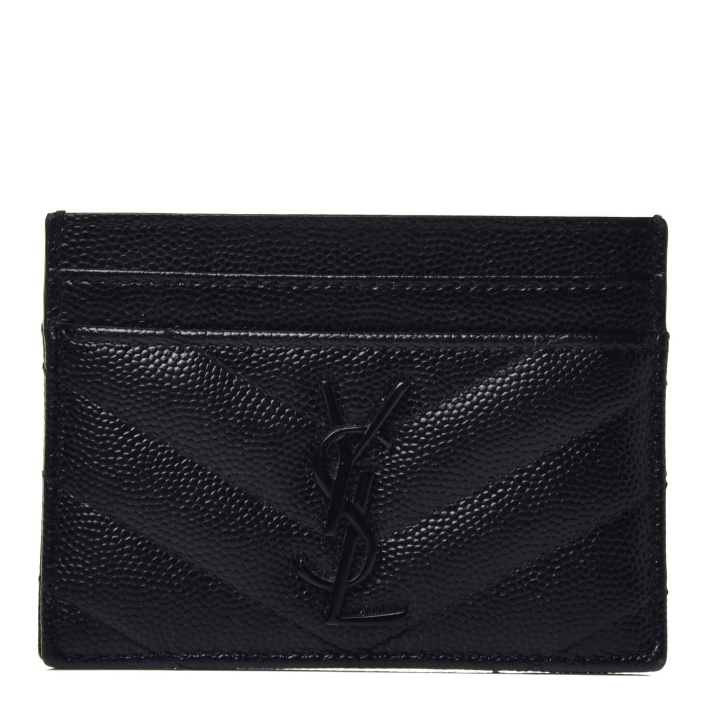 Grain De Poudre Matelasse Chevron Monogram Credit Card Case Black