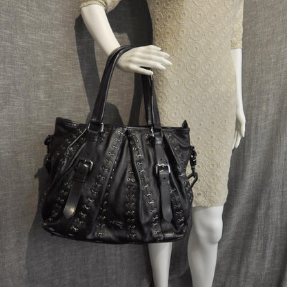 Burberry Leather Metal Stitch Lowry Black 2 of 9