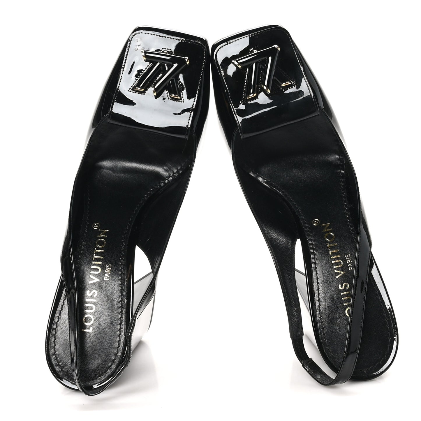 Patent Calfskin Shake Slingback Pumps 39 Black