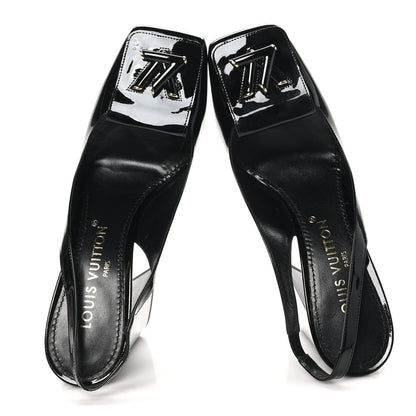Louis Vuitton Patent Calfskin Shake Slingback Pumps 39 Black 2 of 10
