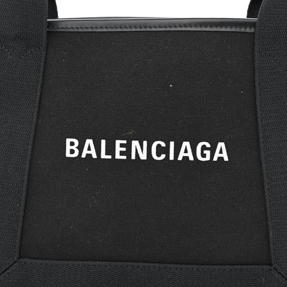Balenciaga Cotton Canvas Calfskin Navy Cabas XS Black 10 of 12