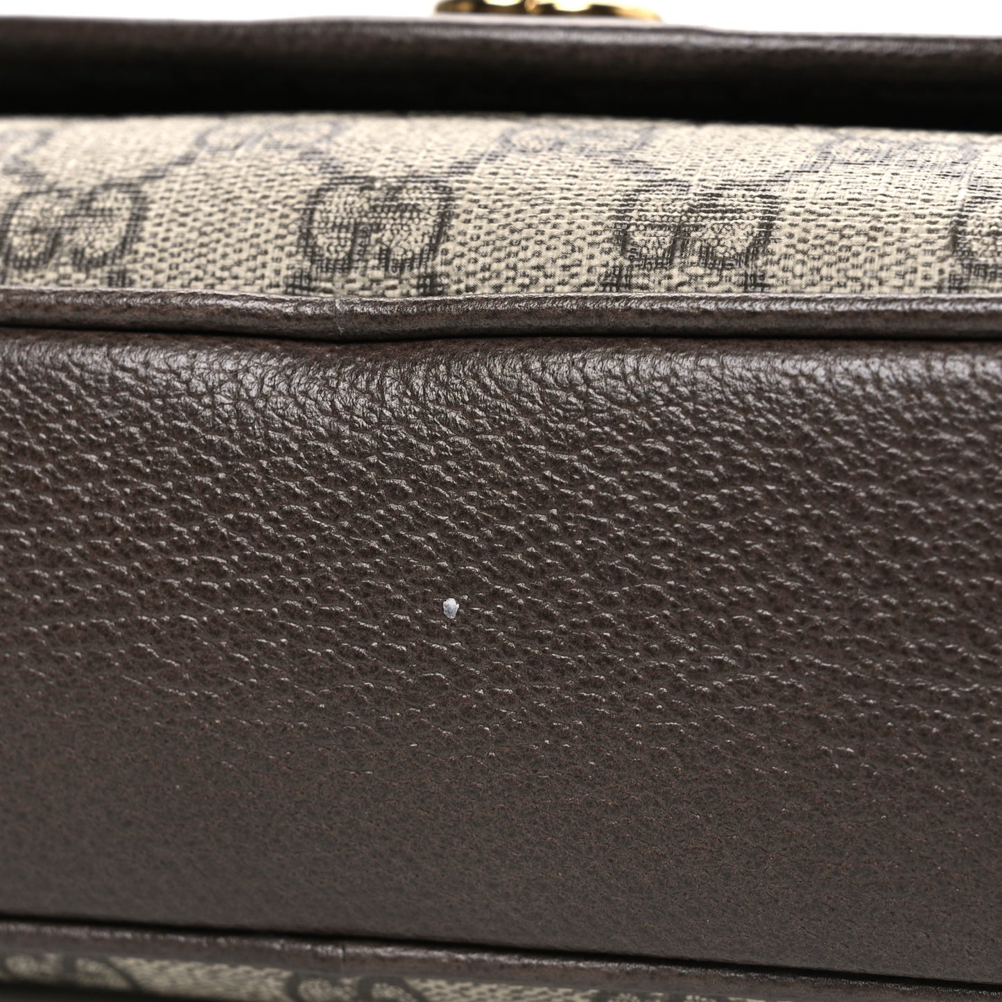 GG Supreme Monogram Textured Dollar Calfskin Web Studded Mini Ophidia Flap Shoulder Bag Beige Ebony New Acero