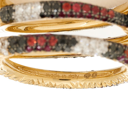 Gucci 18K Yellow Gold Black Diamond Topaz Sapphire Diamond Ouroboros Snake Three-Row Ring 53 6.25 5 of 7