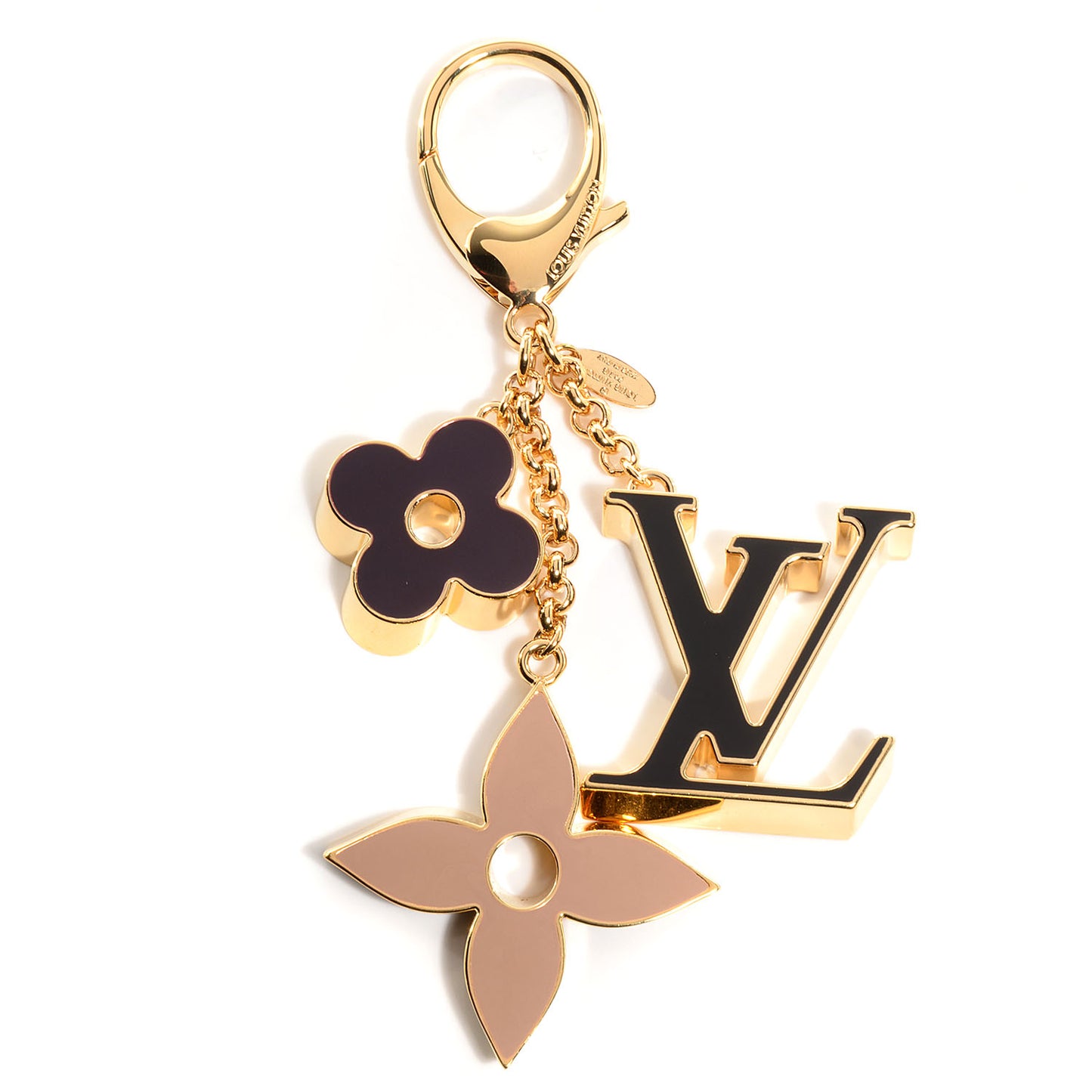 Fleur De Monogram Bag Charm Dore
