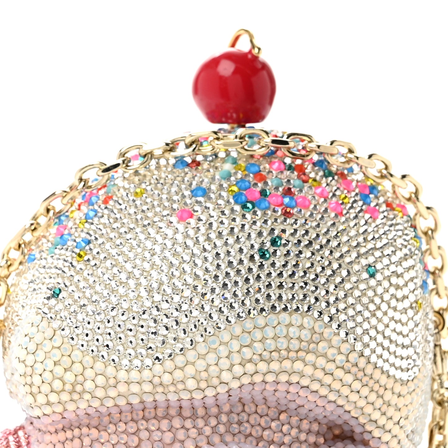 Crystal Ice Cream Cone Minaudiere Clutch Pink Multicolor