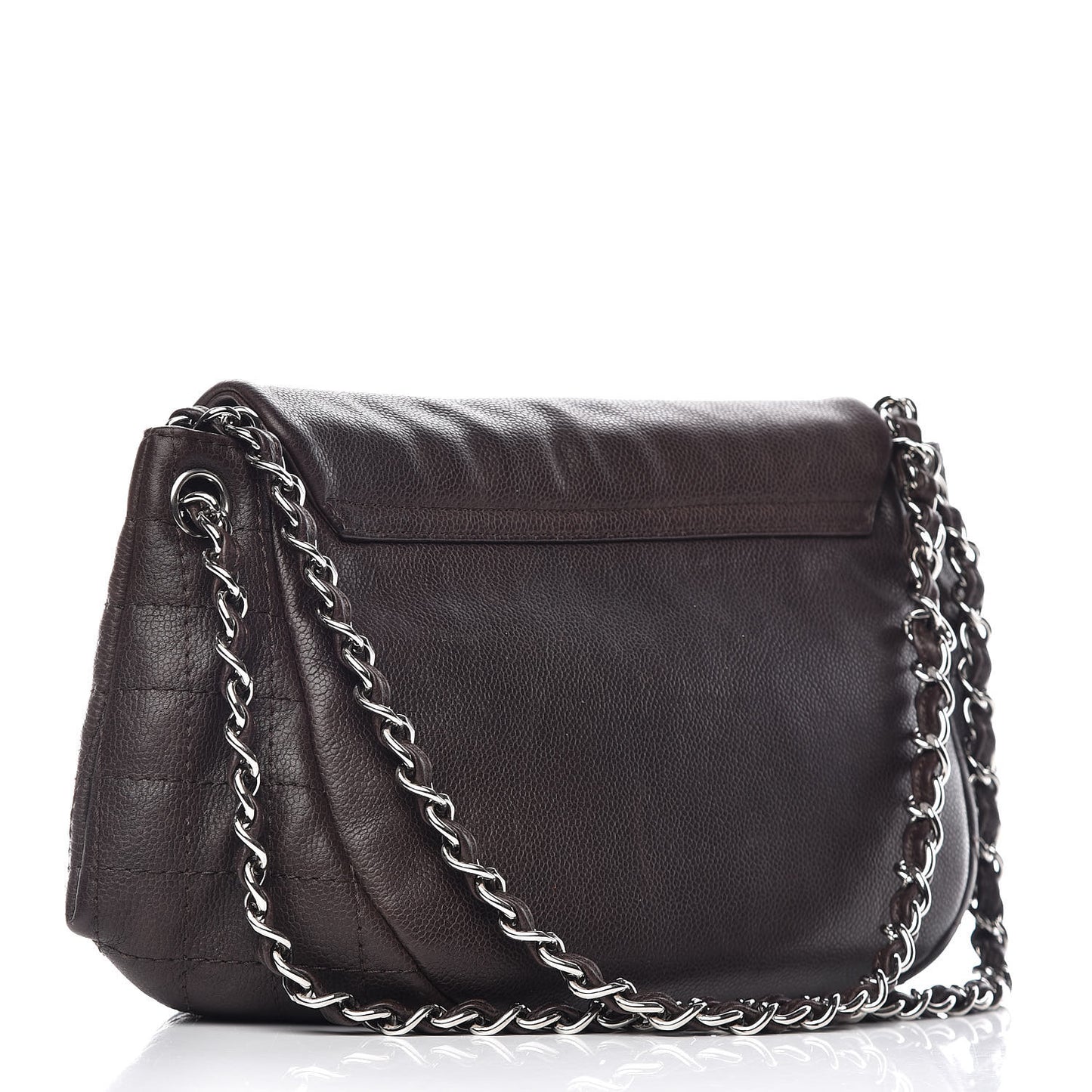 Caviar Half Moon Large Flap Dark Brown