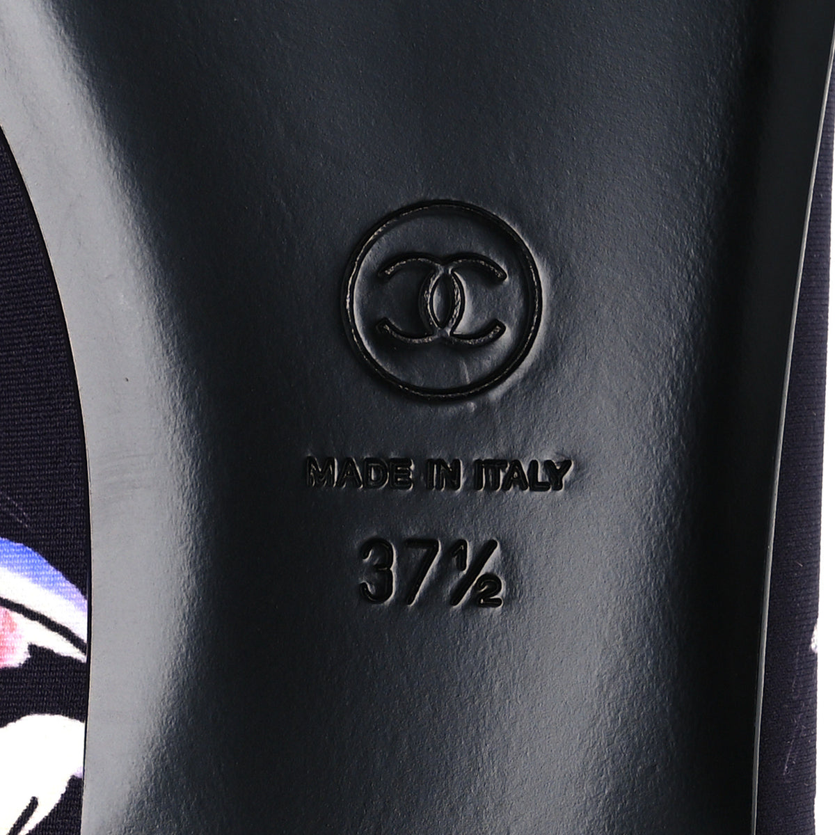 Chanel Printed Stretch Jersey Cap Toe Ballerina Flats 37.5 Black Multicolor 8 of 11