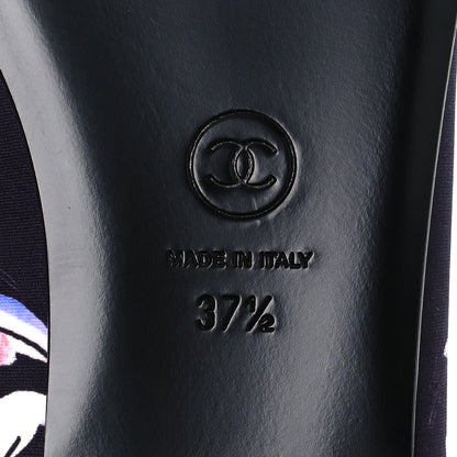 Chanel Printed Stretch Jersey Cap Toe Ballerina Flats 37.5 Black Multicolor 8 of 11