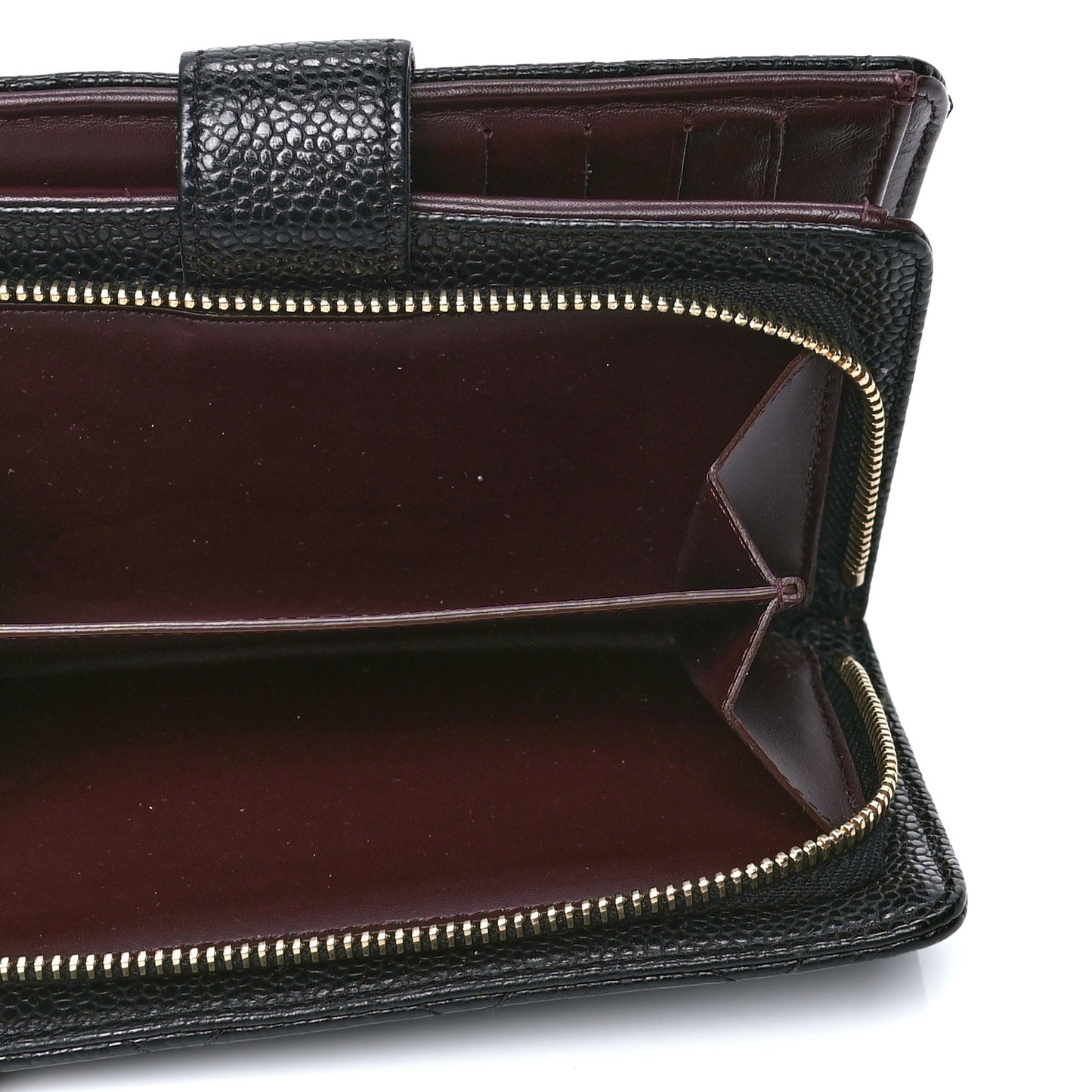 Caviar Quilted Zipped Pocket Wallet Black